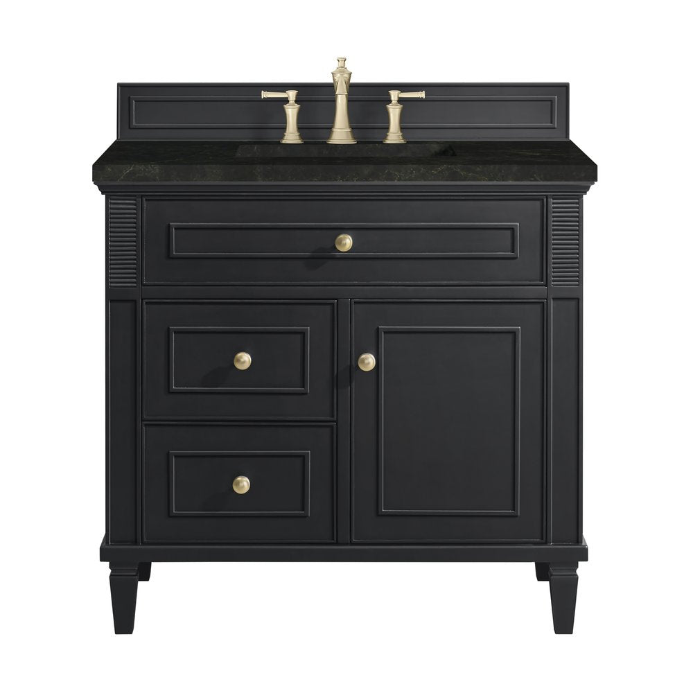 James Martin - Lorelai 36" Single Vanity, Black Onyx, w/ 3 CM Phantome Eclos Top - 424-V36-BKO-3PHT view 1