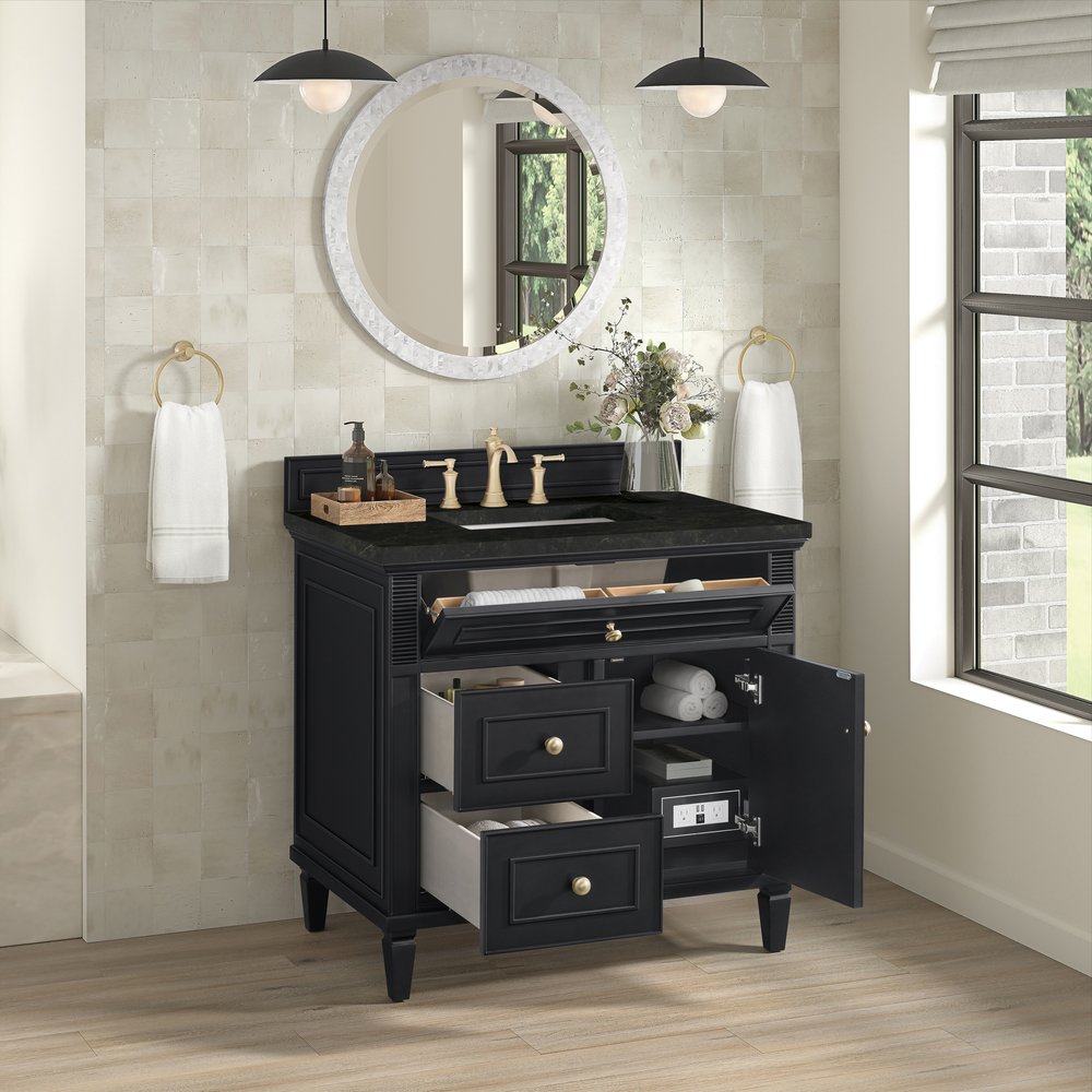 James Martin - Lorelai 36" Single Vanity, Black Onyx, w/ 3 CM Phantome Eclos Top - 424-V36-BKO-3PHT view 5