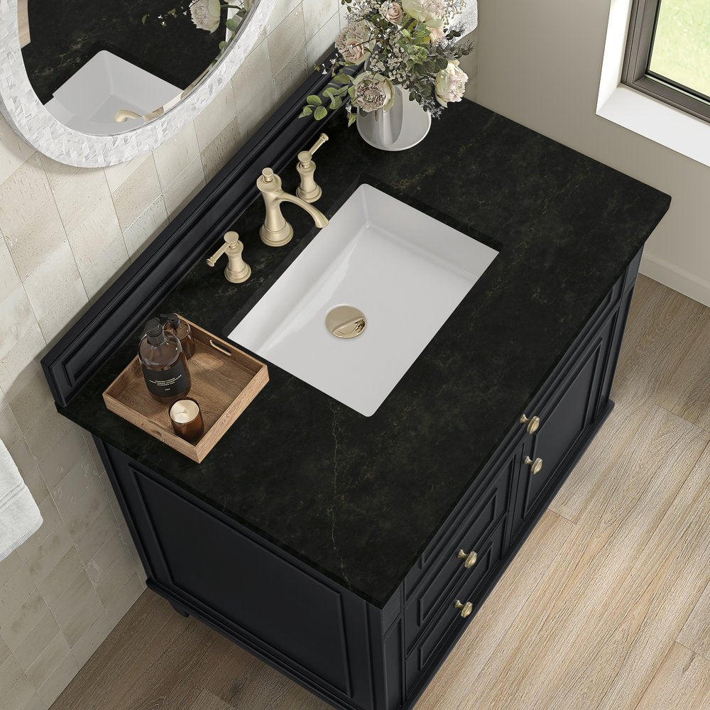 James Martin - Lorelai 36" Single Vanity, Black Onyx, w/ 3 CM Phantome Eclos Top - 424-V36-BKO-3PHT view 7