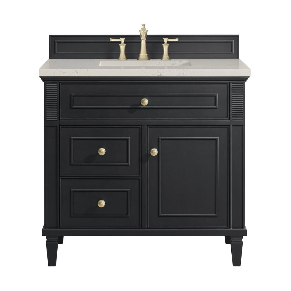 James Martin - Lorelai 36" Single Vanity, Black Onyx, w/ 3 CM Siberian Silestone Top - 424-V36-BKO-3SFR view 1