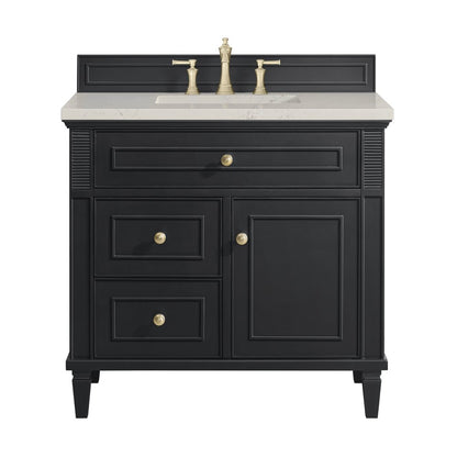 James Martin - Lorelai 36" Single Vanity, Black Onyx, w/ 3 CM Siberian Silestone Top - 424-V36-BKO-3SFR view 1