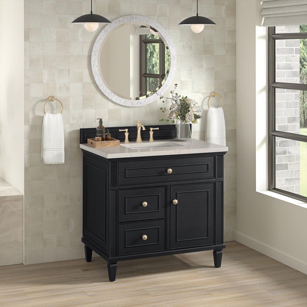 James Martin - Lorelai 36" Single Vanity, Black Onyx, w/ 3 CM Siberian Silestone Top - 424-V36-BKO-3SFR view 4