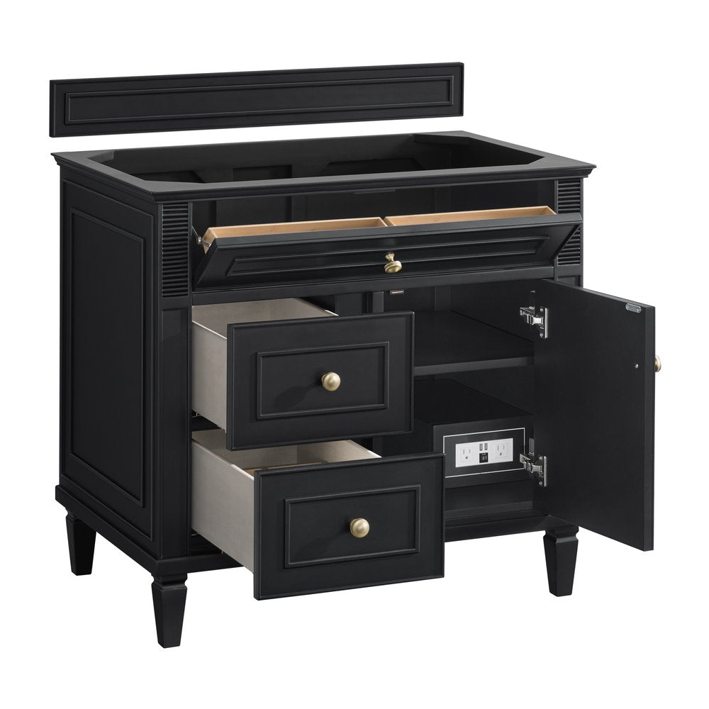 James Martin - Lorelai 36" Single Vanity, Black Onyx, w/ 3 CM Siberian Silestone Top - 424-V36-BKO-3SFR view 8