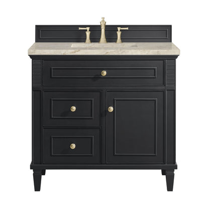 James Martin - Lorelai 36" Single Vanity, Black Onyx, w/ 3 CM Tajnar Eclos Top - 424-V36-BKO-3TJR view 1