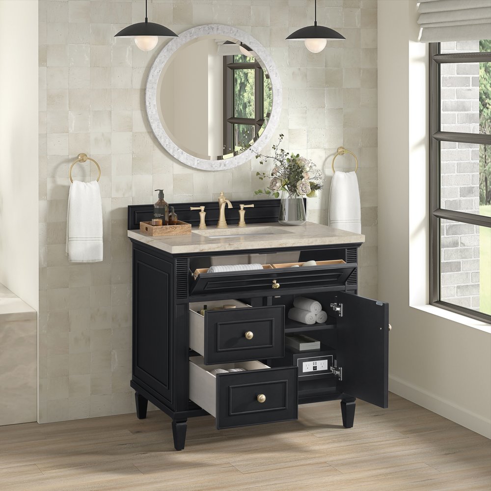 James Martin - Lorelai 36" Single Vanity, Black Onyx, w/ 3 CM Tajnar Eclos Top - 424-V36-BKO-3TJR view 5