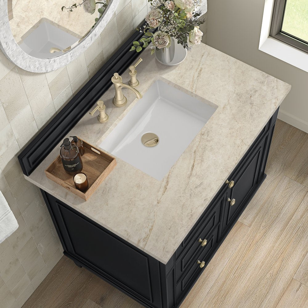 James Martin - Lorelai 36" Single Vanity, Black Onyx, w/ 3 CM Tajnar Eclos Top - 424-V36-BKO-3TJR view 7
