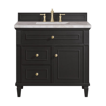 James Martin - Lorelai 36" Single Vanity, Black Onyx w/ 3 CM Victorian Silver Silestone Top - 424-V36-BKO-3VSL view 1