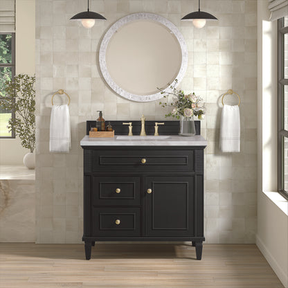 James Martin - Lorelai 36" Single Vanity, Black Onyx w/ 3 CM Victorian Silver Silestone Top - 424-V36-BKO-3VSL view 3
