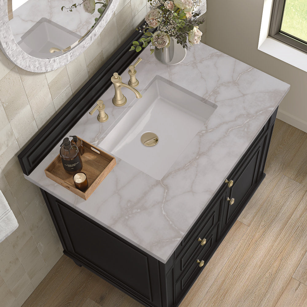 James Martin - Lorelai 36" Single Vanity, Black Onyx w/ 3 CM Victorian Silver Silestone Top - 424-V36-BKO-3VSL view 7