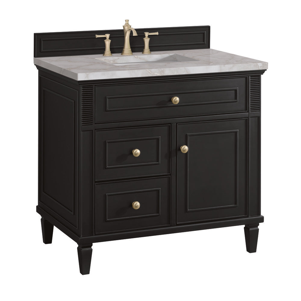 James Martin - Lorelai 36" Single Vanity, Black Onyx w/ 3 CM Victorian Silver Silestone Top - 424-V36-BKO-3VSL view 10