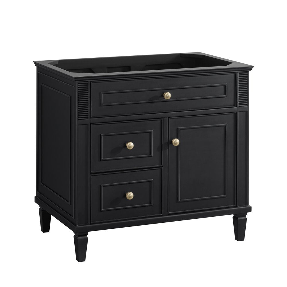 James Martin - Lorelai 36" Single Vanity, Black Onyx w/ 3 CM White Zeus Silestone Top - 424-V36-BKO-3WZ view 2