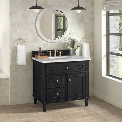 James Martin - Lorelai 36" Single Vanity, Black Onyx w/ 3 CM White Zeus Silestone Top - 424-V36-BKO-3WZ view 4