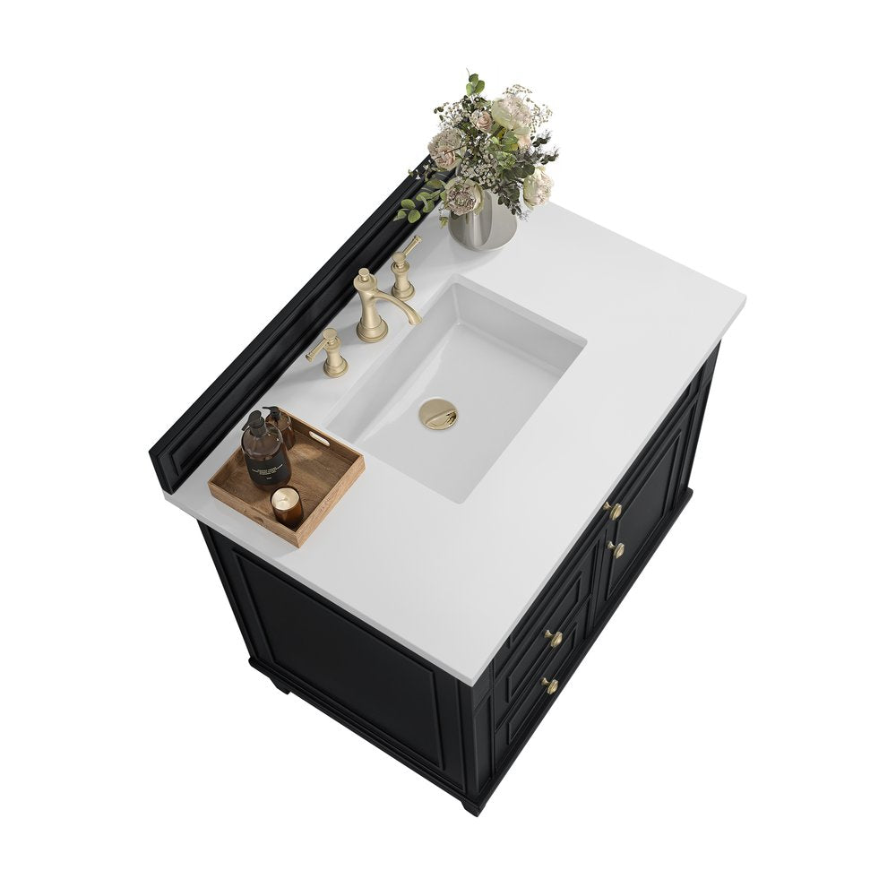 James Martin - Lorelai 36" Single Vanity, Black Onyx w/ 3 CM White Zeus Silestone Top - 424-V36-BKO-3WZ view 8