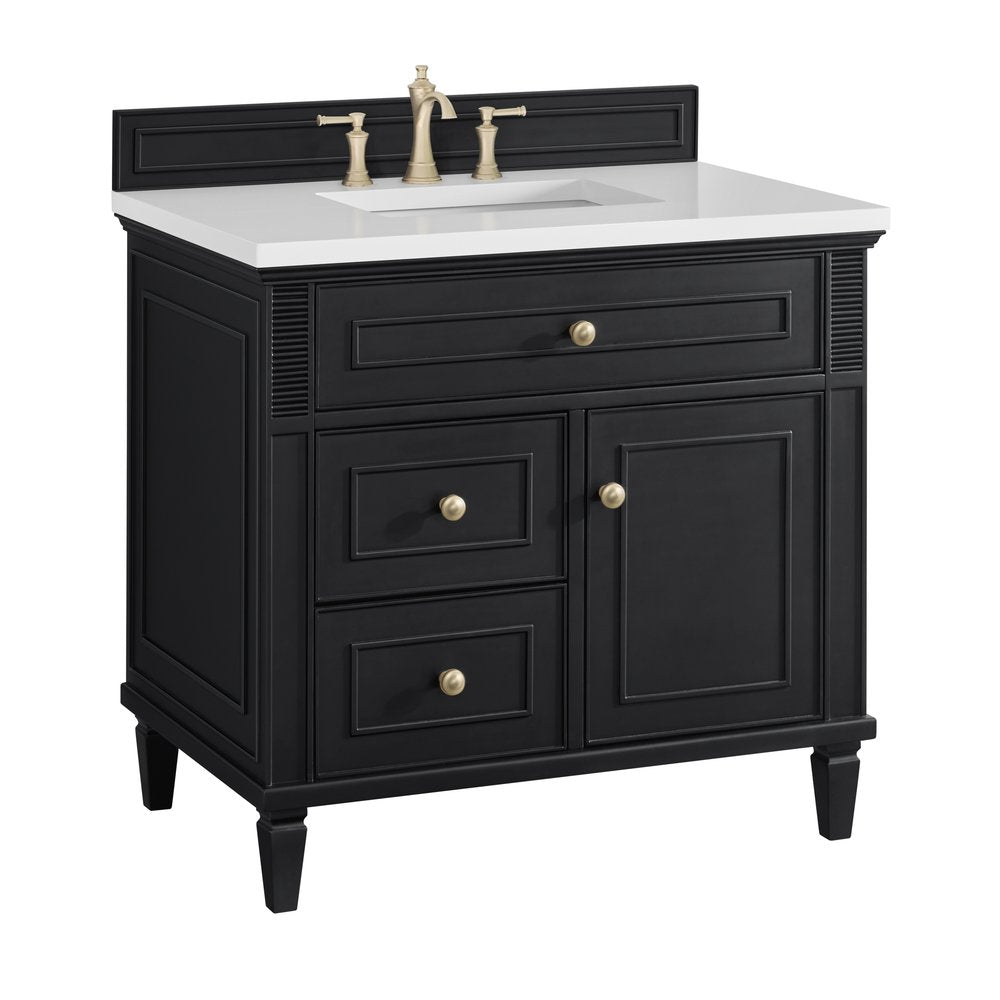 James Martin - Lorelai 36" Single Vanity, Black Onyx w/ 3 CM White Zeus Silestone Top - 424-V36-BKO-3WZ view 12