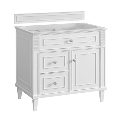 James Martin - Lorelai 36" Single Vanity, Bright White w/ 3 CM Carrara White Marble Top - 424-V36-BW-3CAR view 2