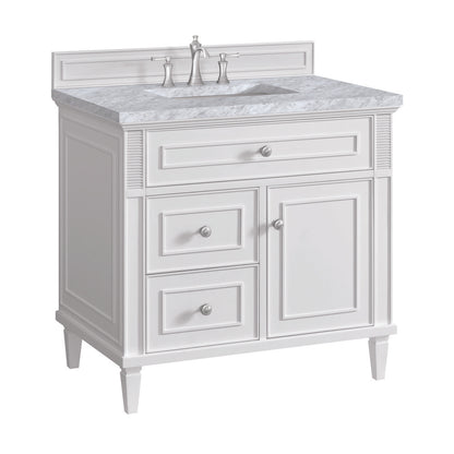 James Martin - Lorelai 36" Single Vanity, Bright White w/ 3 CM Carrara White Marble Top - 424-V36-BW-3CAR view 10