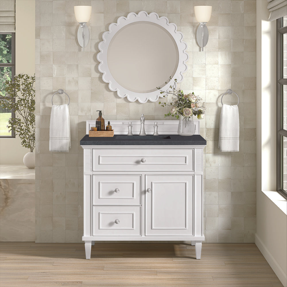 James Martin - Lorelai 36" Single Vanity, Bright White w/ 3 CM Charcoal Soapstone Silestone Top - 424-V36-BW-3CSP view 3