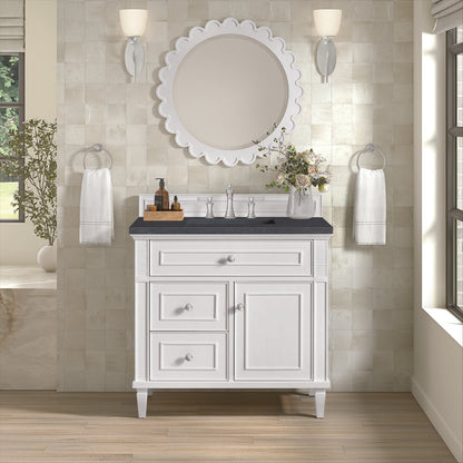 James Martin - Lorelai 36" Single Vanity, Bright White w/ 3 CM Charcoal Soapstone Silestone Top - 424-V36-BW-3CSP view 3