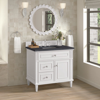James Martin - Lorelai 36" Single Vanity, Bright White w/ 3 CM Charcoal Soapstone Silestone Top - 424-V36-BW-3CSP view 4