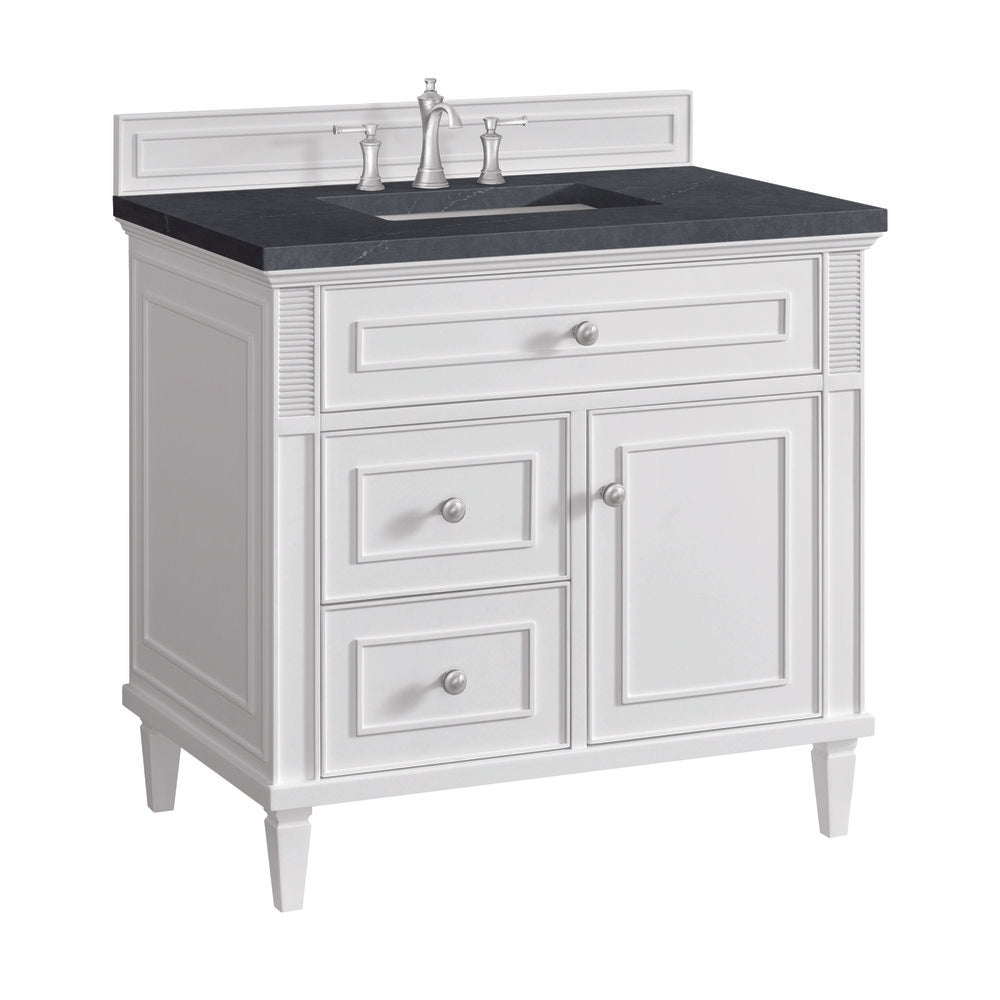 James Martin - Lorelai 36" Single Vanity, Bright White w/ 3 CM Charcoal Soapstone Silestone Top - 424-V36-BW-3CSP view 10