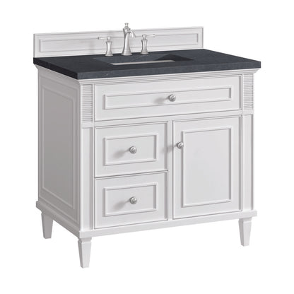 James Martin - Lorelai 36" Single Vanity, Bright White w/ 3 CM Charcoal Soapstone Silestone Top - 424-V36-BW-3CSP view 10