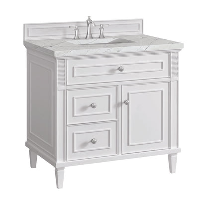James Martin - Lorelai 36" Single Vanity, Bright White w/ 3 CM Ethereal Noctis Silestone Top - 424-V36-BW-3ENC view 10