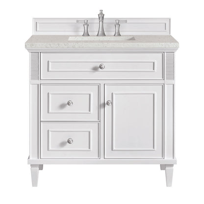James Martin - Lorelai 36" Single Vanity, Bright White w/ 3 CM Lime Delight Silestone Top - 424-V36-BW-3LDL view 1