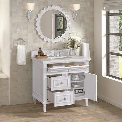 James Martin - Lorelai 36" Single Vanity, Bright White w/ 3 CM Lime Delight Silestone Top - 424-V36-BW-3LDL view 5