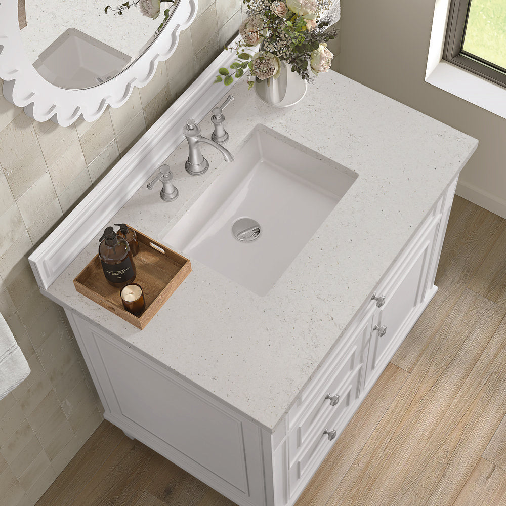 James Martin - Lorelai 36" Single Vanity, Bright White w/ 3 CM Lime Delight Silestone Top - 424-V36-BW-3LDL view 7