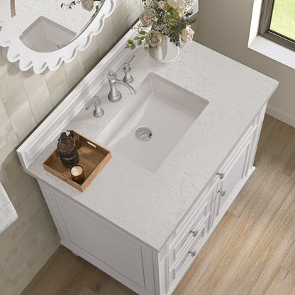 James Martin - Lorelai 36" Single Vanity, Bright White w/ 3 CM Lime Delight Silestone Top - 424-V36-BW-3LDL view 7