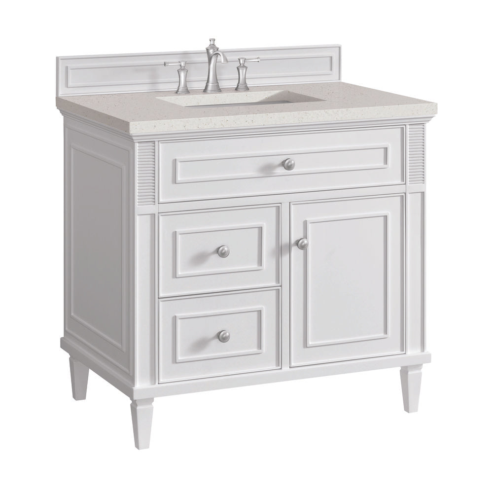 James Martin - Lorelai 36" Single Vanity, Bright White w/ 3 CM Lime Delight Silestone Top - 424-V36-BW-3LDL view 10
