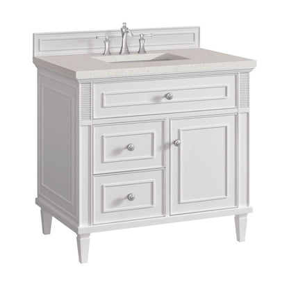 James Martin - Lorelai 36" Single Vanity, Bright White w/ 3 CM Lime Delight Silestone Top - 424-V36-BW-3LDL view 10