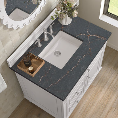 James Martin - Lorelai 36" Single Vanity, Bright White w/ 3 CM Parisien Bleu Silestone Top - 424-V36-BW-3PBL view 7