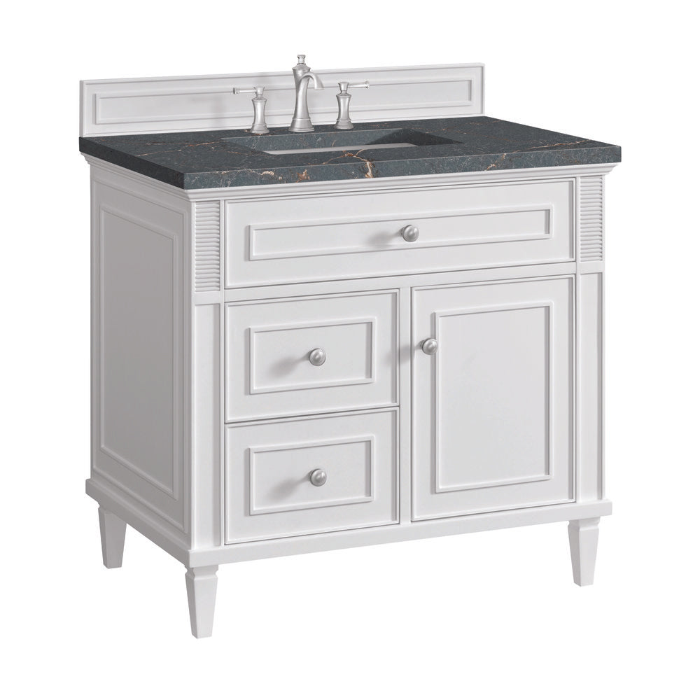 James Martin - Lorelai 36" Single Vanity, Bright White w/ 3 CM Parisien Bleu Silestone Top - 424-V36-BW-3PBL view 10