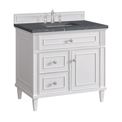 James Martin - Lorelai 36" Single Vanity, Bright White w/ 3 CM Parisien Bleu Silestone Top - 424-V36-BW-3PBL view 10