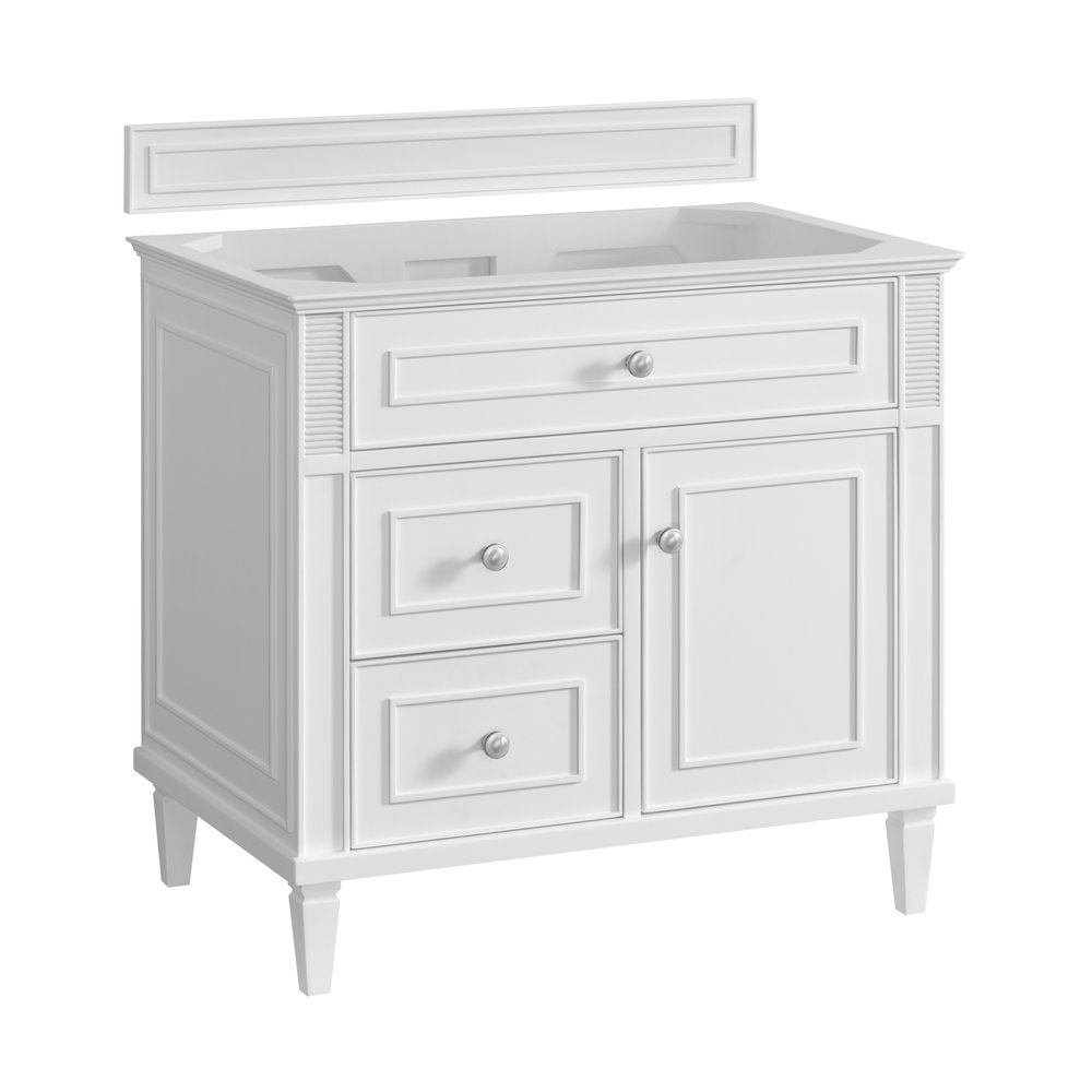 James Martin - Lorelai 36" Single Vanity, Bright White, w/ 3 CM Phantome Eclos Top - 424-V36-BW-3PHT view 2