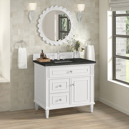 James Martin - Lorelai 36" Single Vanity, Bright White, w/ 3 CM Phantome Eclos Top - 424-V36-BW-3PHT view 4