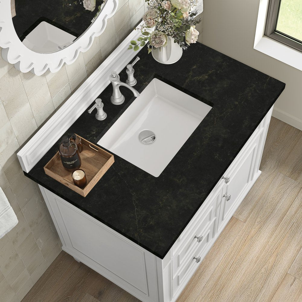 James Martin - Lorelai 36" Single Vanity, Bright White, w/ 3 CM Phantome Eclos Top - 424-V36-BW-3PHT view 7