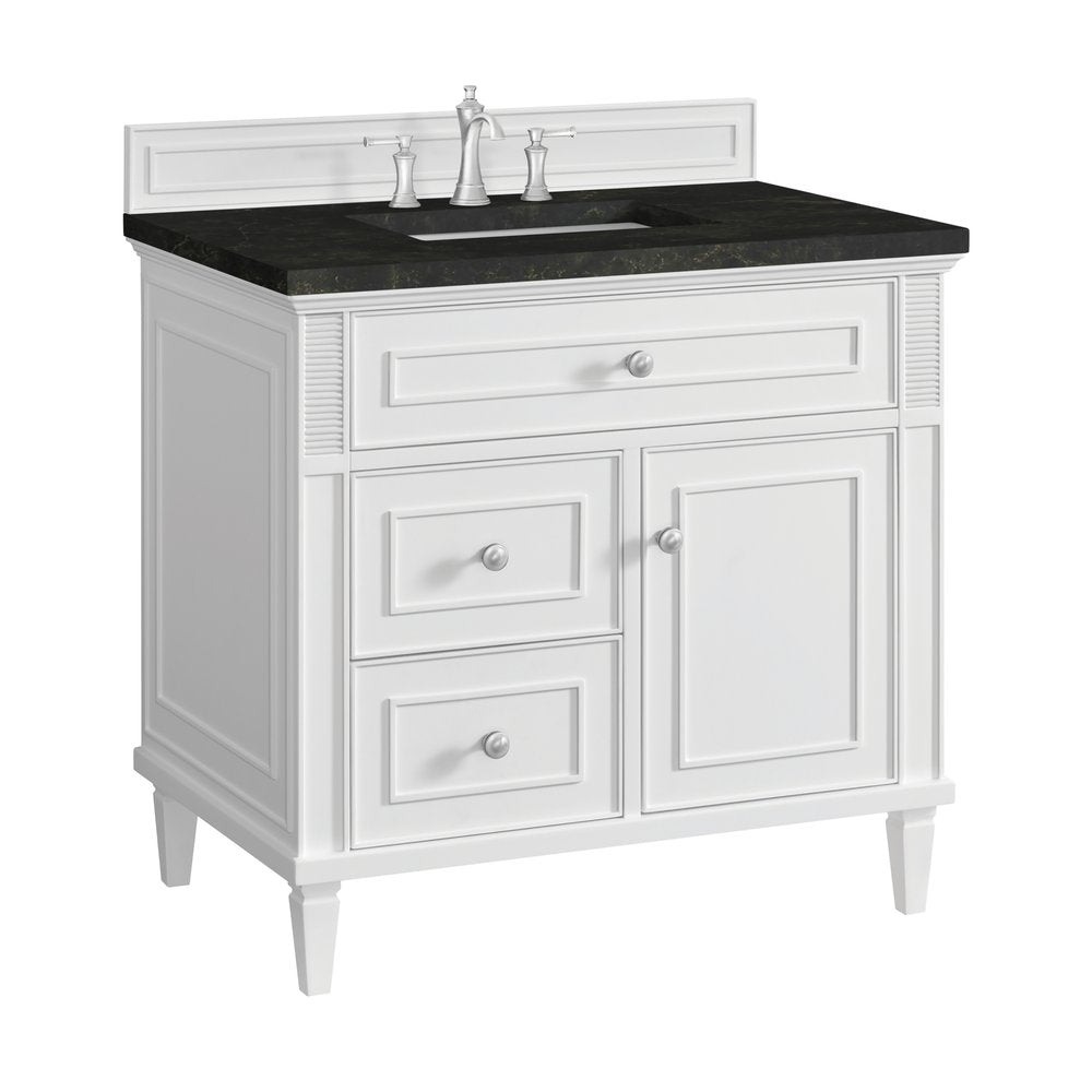 James Martin - Lorelai 36" Single Vanity, Bright White, w/ 3 CM Phantome Eclos Top - 424-V36-BW-3PHT view 10