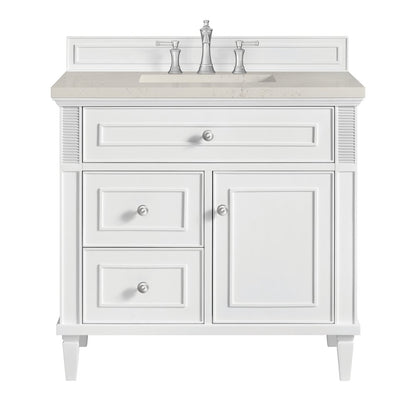 James Martin - Lorelai 36" Single Vanity, Bright White, w/ 3 CM Siberian Silestone Top - 424-V36-BW-3SFR view 1