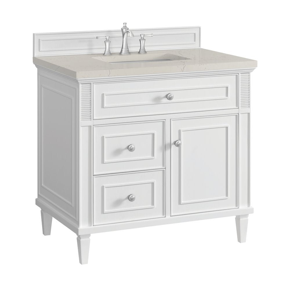 James Martin - Lorelai 36" Single Vanity, Bright White, w/ 3 CM Siberian Silestone Top - 424-V36-BW-3SFR view 10