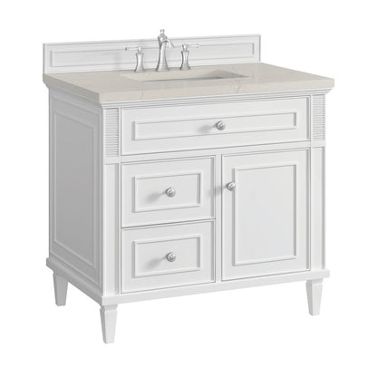 James Martin - Lorelai 36" Single Vanity, Bright White, w/ 3 CM Siberian Silestone Top - 424-V36-BW-3SFR view 10