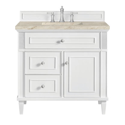 James Martin - Lorelai 36" Single Vanity, Bright White, w/ 3 CM Tajnar Eclos Top - 424-V36-BW-3TJR view 1