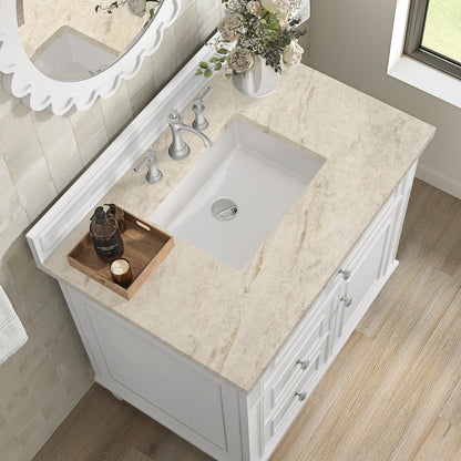 James Martin - Lorelai 36" Single Vanity, Bright White, w/ 3 CM Tajnar Eclos Top - 424-V36-BW-3TJR view 7