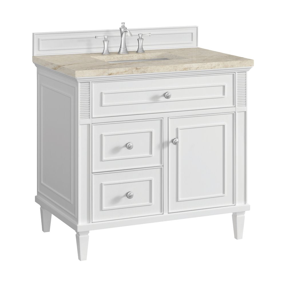 James Martin - Lorelai 36" Single Vanity, Bright White, w/ 3 CM Tajnar Eclos Top - 424-V36-BW-3TJR view 10