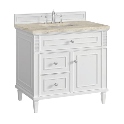 James Martin - Lorelai 36" Single Vanity, Bright White, w/ 3 CM Tajnar Eclos Top - 424-V36-BW-3TJR view 10