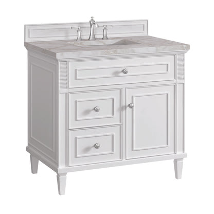James Martin - Lorelai 36" Single Vanity, Bright White w/ 3 CM Victorian Silver Silestone Top - 424-V36-BW-3VSL view 10