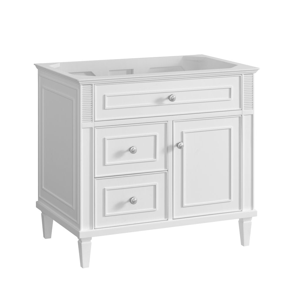 James Martin - Lorelai 36" Single Vanity, Bright White w/ 3 CM White Zeus Silestone Top - 424-V36-BW-3WZ view 2