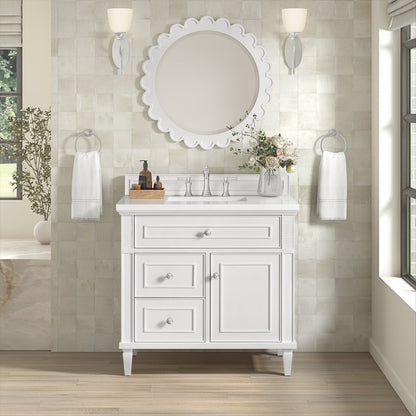 James Martin - Lorelai 36" Single Vanity, Bright White w/ 3 CM White Zeus Silestone Top - 424-V36-BW-3WZ view 3
