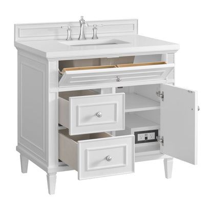 James Martin - Lorelai 36" Single Vanity, Bright White w/ 3 CM White Zeus Silestone Top - 424-V36-BW-3WZ view 9